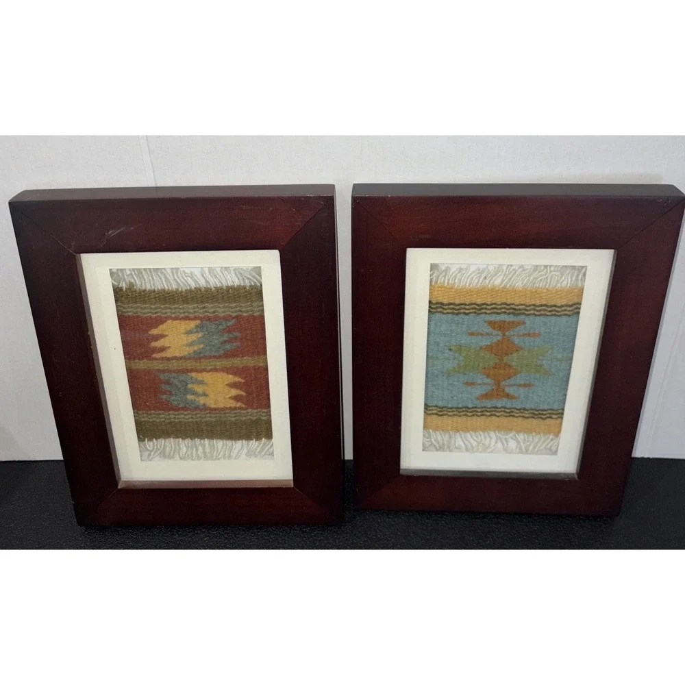 Southwestern Tribal Design Mini Rugs Framed Matted 9